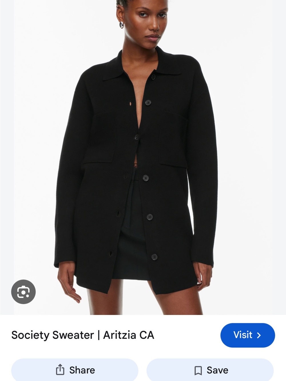 Babaton Black Long Button-Up Blazer
